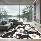 Playful Black Labrador Paw Accent Rug