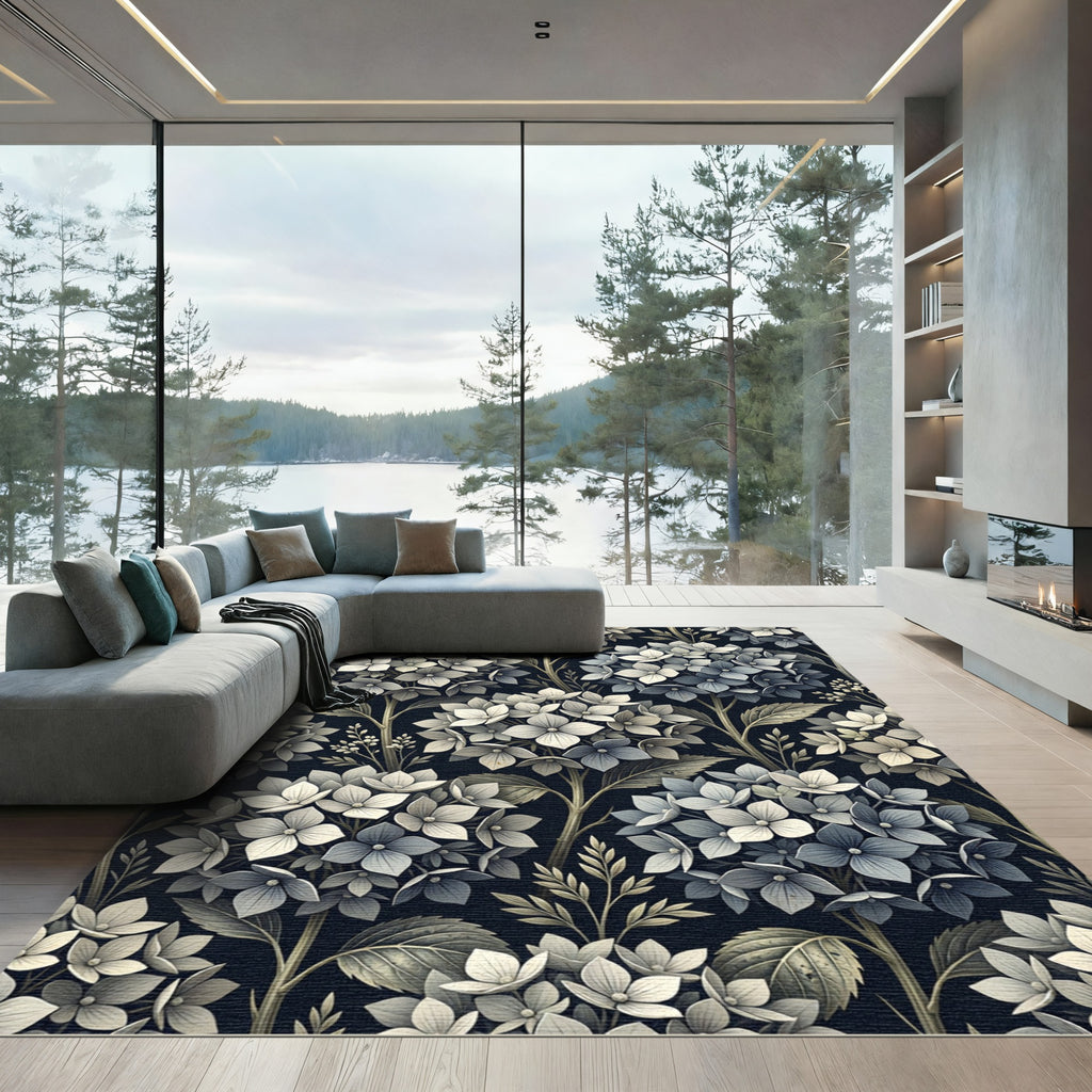 Vintage Hydrangea Floral Garden Rug