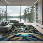 Tropical Palm Frond Beach House View Rug