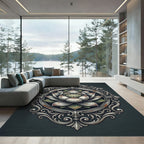 Antique Silver Lotus Medallion Artwork Rug