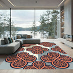 Elegant Terracotta Quatrefoil Geometric Medallion Rug