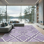 Lavender Quatrefoil Geometric Floral Tile Rug