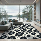 Monochrome Abstract Leopard Floral Rug