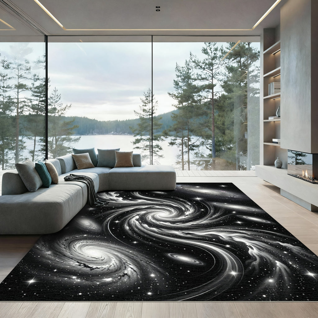 Cosmic Swirl Galaxy Nebula Night Rug