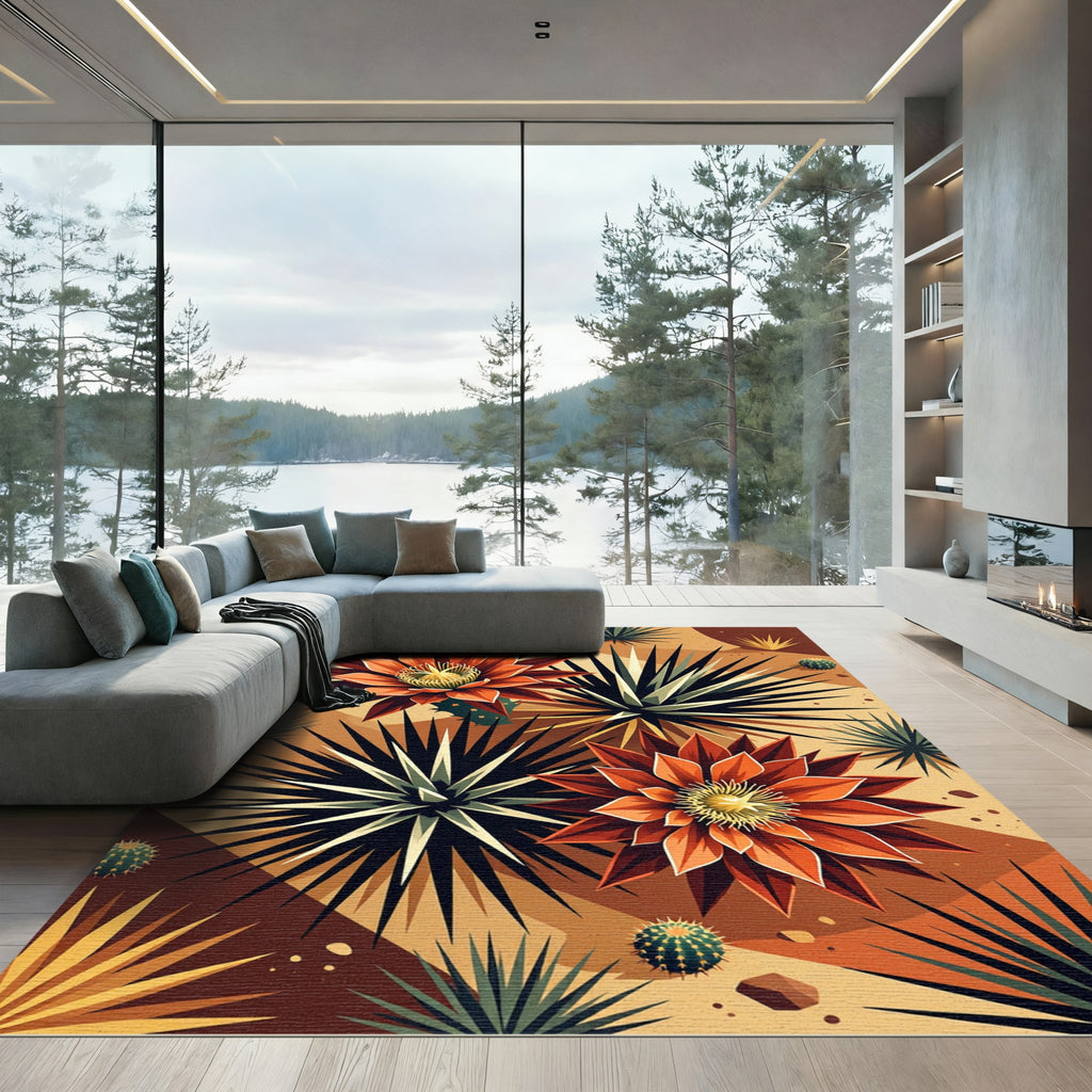Crimson Agave Desert Bloom Rug