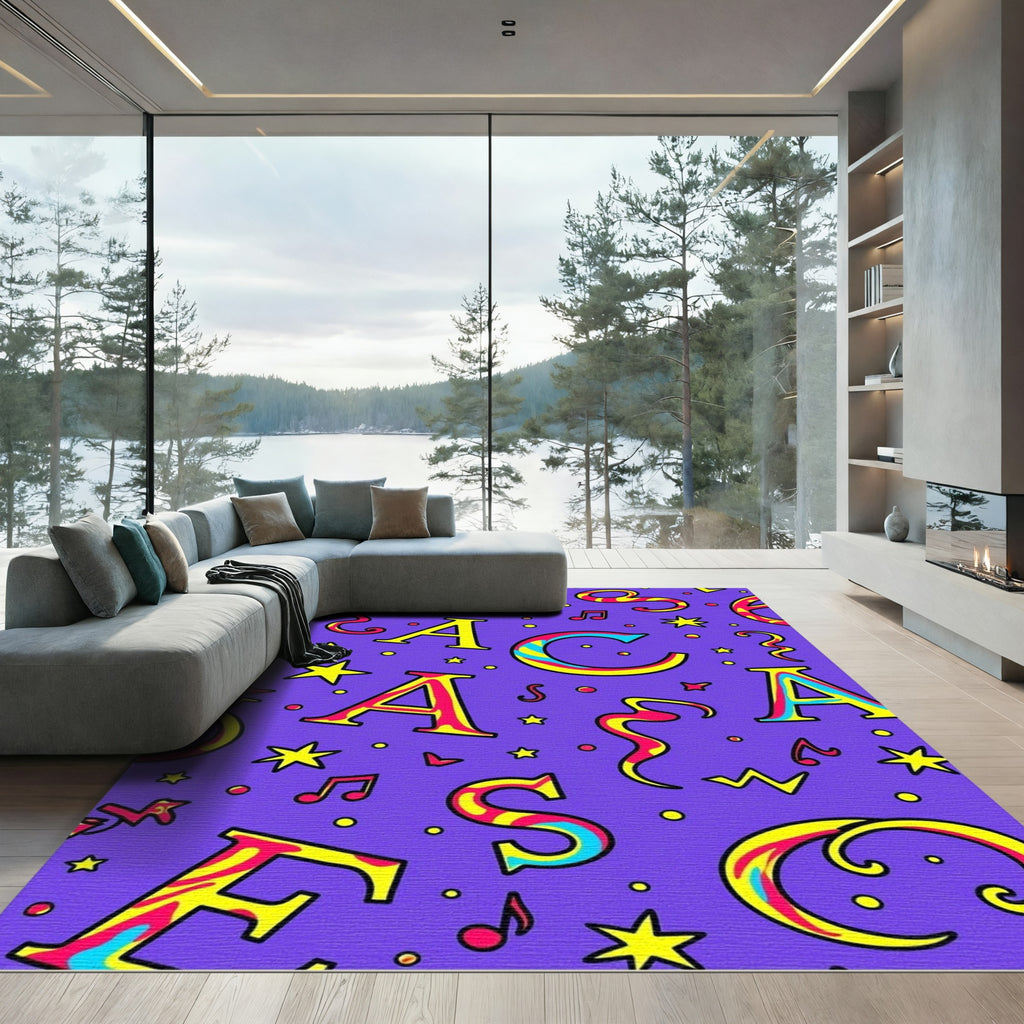 Vibrant Alphabet Music Notes Stars Rug