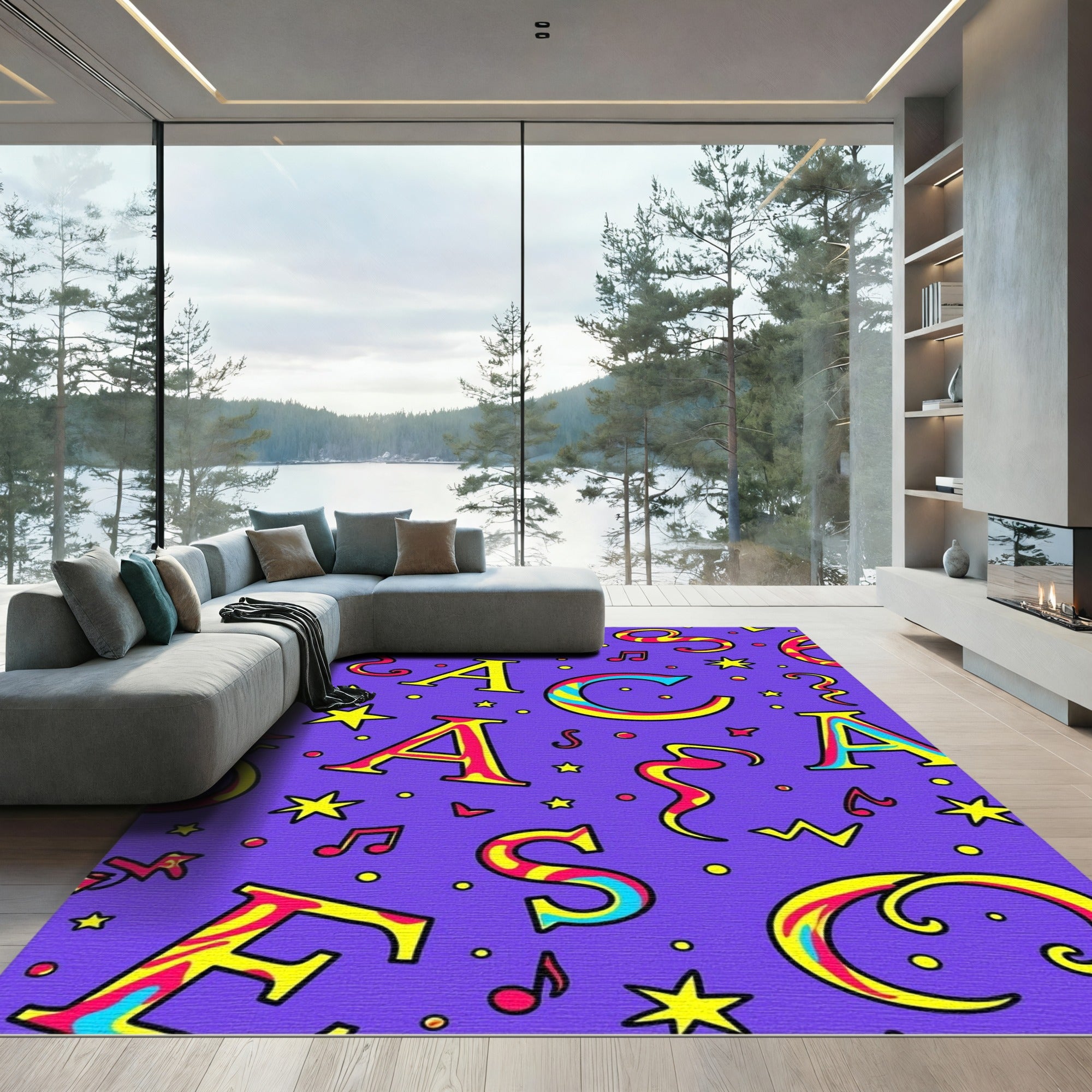 Vibrant Alphabet Music Notes Stars Rug