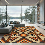 Geometric Southwest Ochre And Espresso Mountain Rug