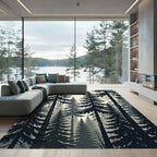 Monochromatic Evergreen Forest Silhouette Tapestry Rug