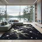 Monochromatic Nebula Starry Night Celestial Field Rug