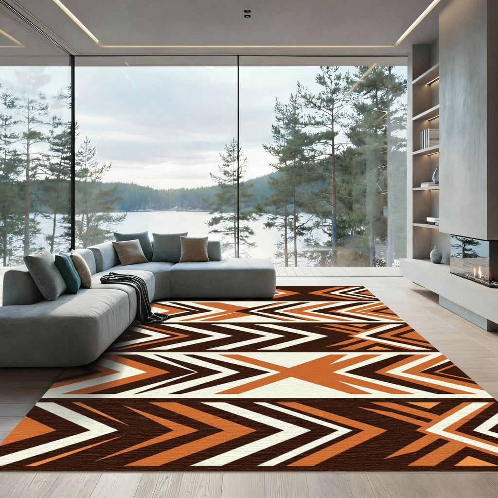 Earthy Geometric Chevron Arrow Rug