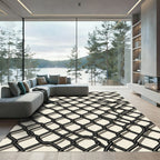 Monochrome Industrial Diamond Chain Link Rug