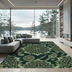 Olive Green Mandalas Paisley Radiance Rug
