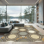 Geometric Taupe Octagon Mosaic Rug