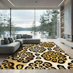 Bold Golden Leopard Spot Floral Medallion Rug