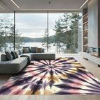 Pink and Golden Abstract Radiant Swirl Rug