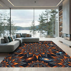 Orange Celestial Mandala Starry Night Rug