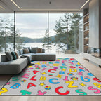 Colorful Alphabet Characters Scattered Composition Rug