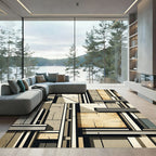 Modern Geometric Beige Slate Rug