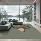 Brown Spore Mushroom Forest Illustration Rug