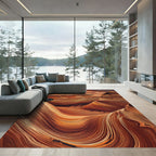 Earthy Swirling Canyon Landscape Rug