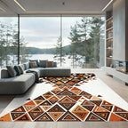 Earthy Geometric Triangle Bone Abstract Art Rug