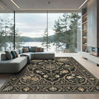Muted Beige Floral Medallion Frame Rug