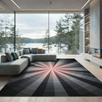 Soft Pink Grayscale Sunburst Rug