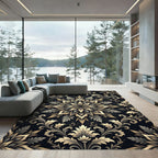 Ornate Gold Leaf Floral Mandala Rug