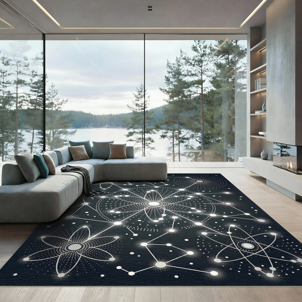 Cosmic Atomic Star Constellation Rug