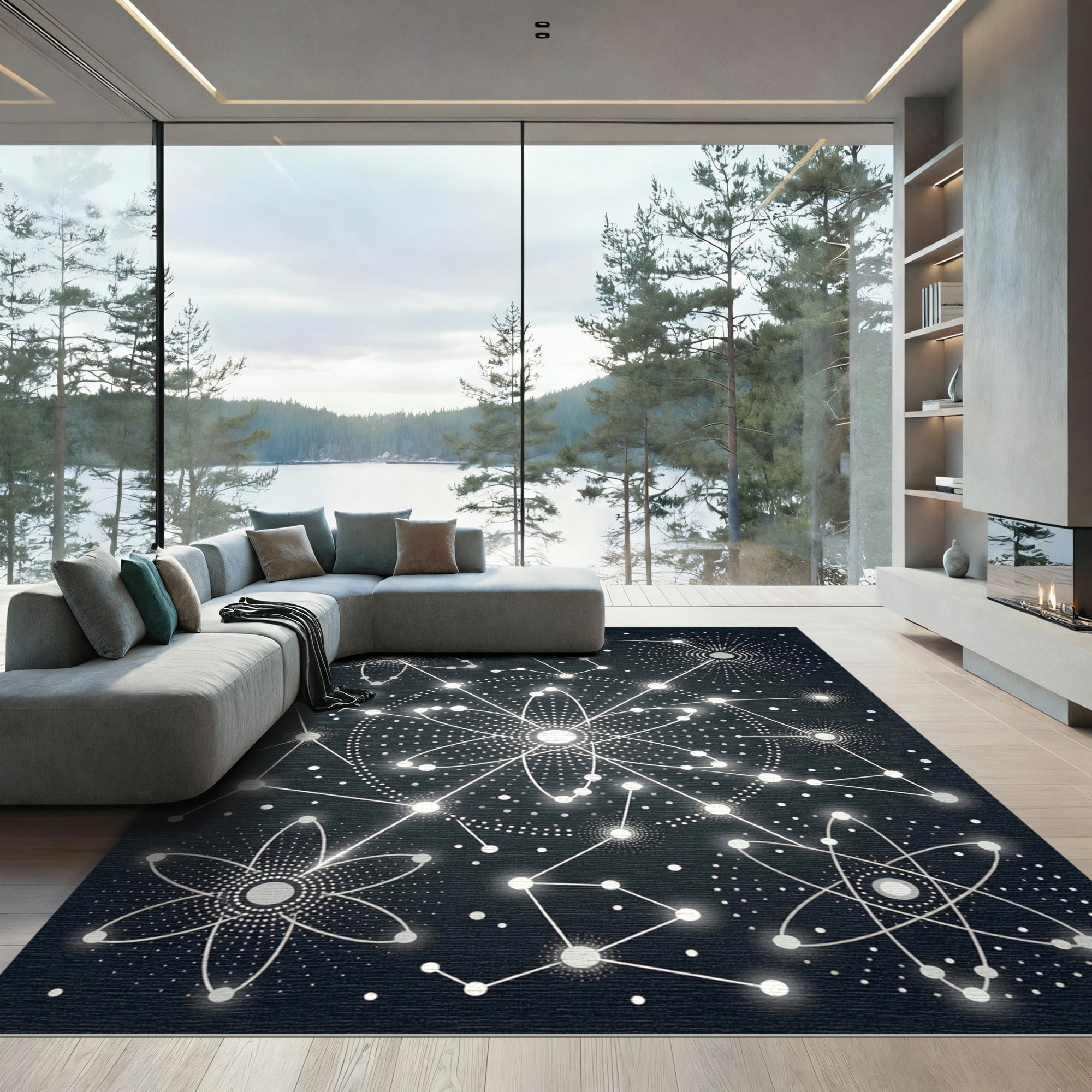 Cosmic Atomic Star Constellation Rug