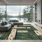 Modern Green and Cream Weave Rug