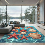 Ocean Starfish Seashell Sand Dollar Collection Rug