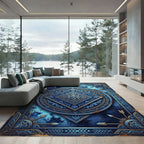 Celestial Sapphire Ornate Geometric Mandala Rug
