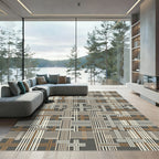 Dark Gray Intersecting Stripe Rug