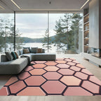 Soft Peach Hexagon Grid Rug