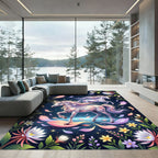 Celestial Unicorn and Petal Floral Meadow Rug