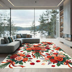 Romantic Coral Rose Bouquet Arrangement Rug