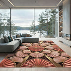 Art Deco Golden Pink Shell Medallion Rug