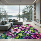 Vibrant Fuchsia Purple Floral Arrangement Rug