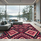 Bold Pink Diamond Tribal Pattern Rug