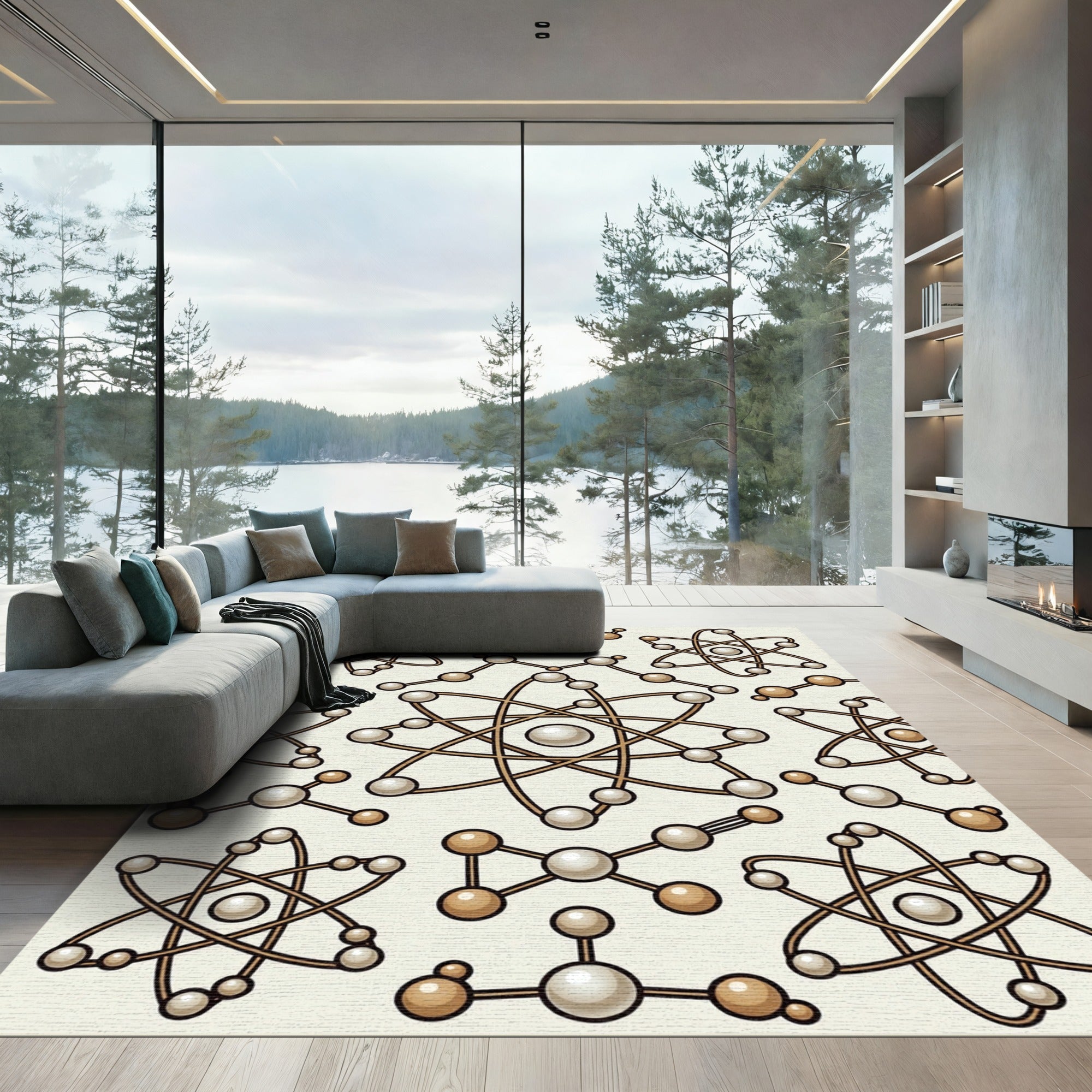 Golden Atomic Structure Cluster Rug