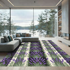 Lavender Sprigs on Striped Sage Background Rug