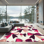 Chic Burgundy and Pink Ribbon Bows Rug