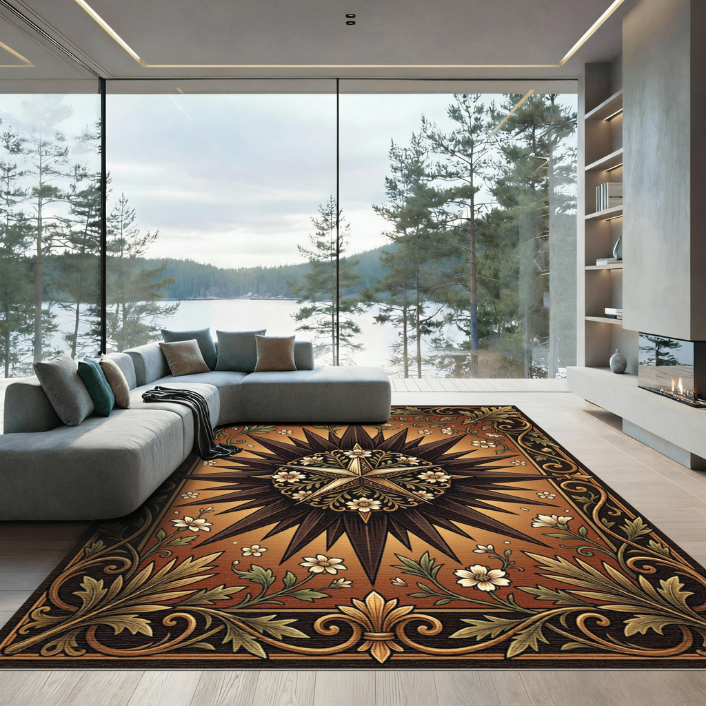 Vintage Starburst Floral Emblem Rug