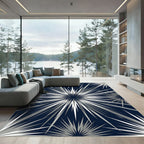 Radiant Silver Spiked Geometric Navy Starburst Rug