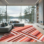 Modern Terracotta Linear Diagonal Stripe Rug