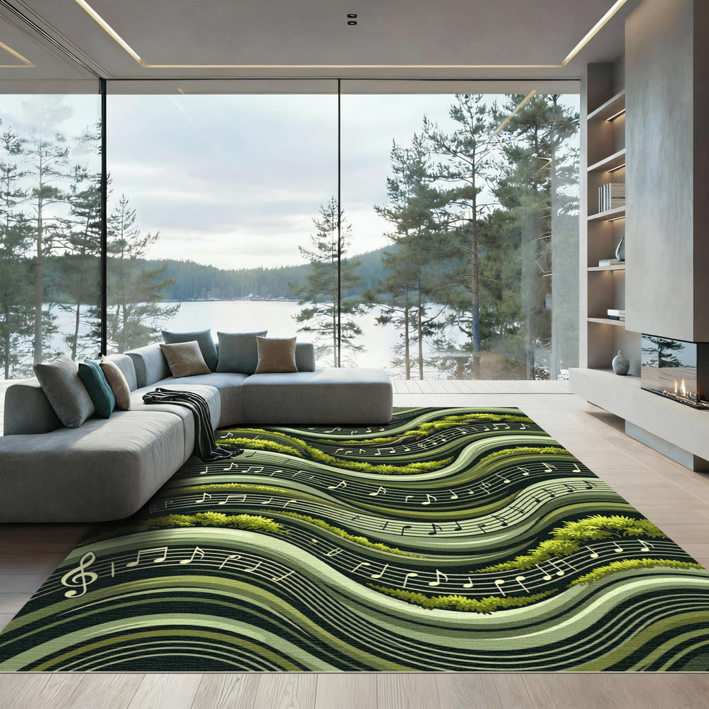 Verdant Musical Waves With Foliage Rug