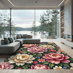 Rich Pink Cream Floral Garden Rug