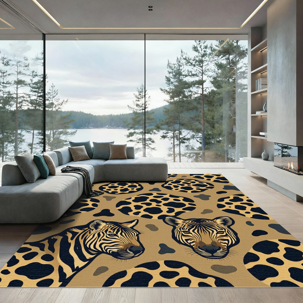 Safari Zebra Leopard Spot Neutral Rug